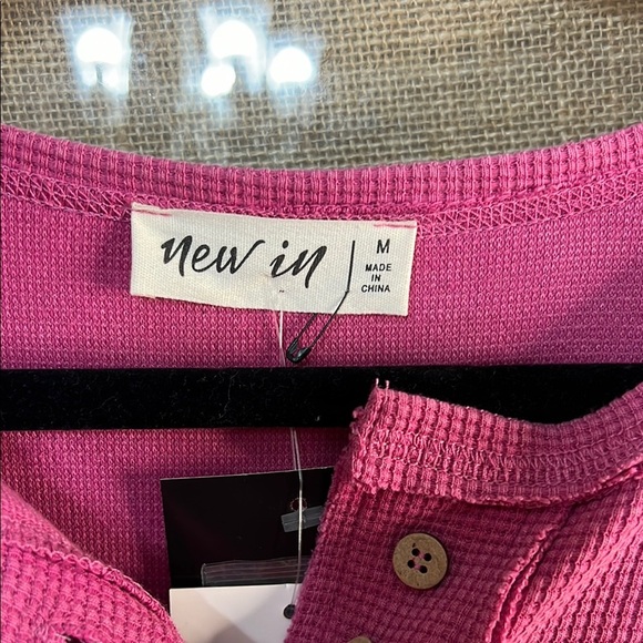 Boutique Pink Long Sleeve Henley Shirt - Picture 3 of 6